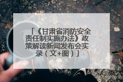 《甘肃省消防安全责任制实施办法》政策解读新闻发布会实录（文+图）