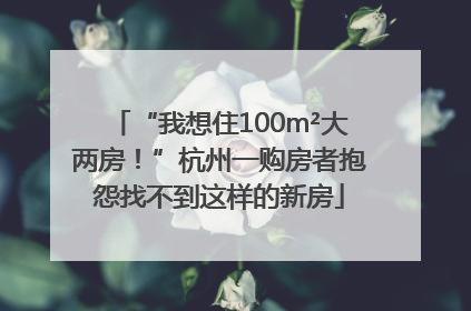 “我想住100m²大两房！”杭州一购房者抱怨找不到这样的新房