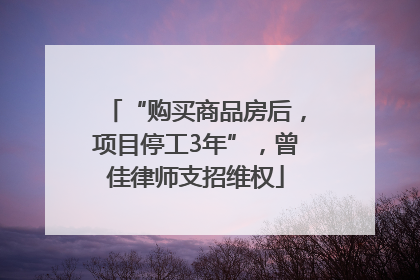 “购买商品房后，项目停工3年”，曾佳律师支招维权
