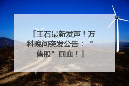 王石最新发声！万科晚间突发公告：“售股”回血！