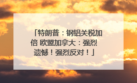 特朗普：钢铝关税加倍 欧盟加拿大：强烈遗憾！强烈反对！
