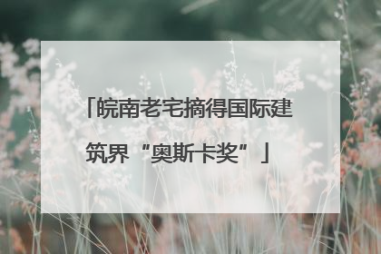 皖南老宅摘得国际建筑界“奥斯卡奖”