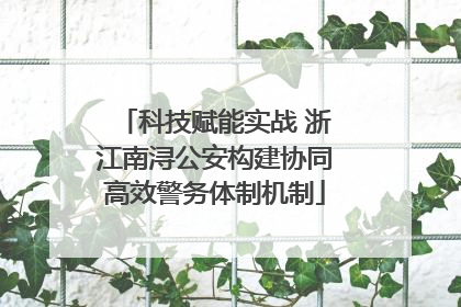 科技赋能实战 浙江南浔公安构建协同高效警务体制机制