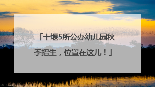 十堰5所公办幼儿园秋季招生，位置在这儿！