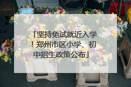坚持免试就近入学！郑州市区小学、初中招生政策公布