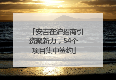 安吉在沪招商引资聚新力，54个项目集中签约