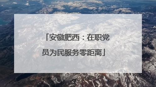 安徽肥西：在职党员为民服务零距离