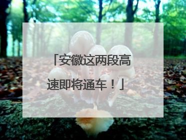 安徽这两段高速即将通车！