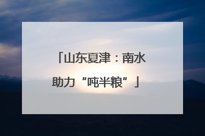 山东夏津：南水助力“吨半粮”