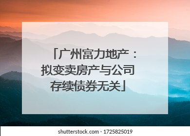 广州富力地产：拟变卖房产与公司存续债券无关