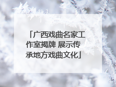 广西戏曲名家工作室揭牌 展示传承地方戏曲文化