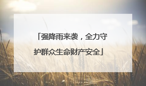 强降雨来袭，全力守护群众生命财产安全