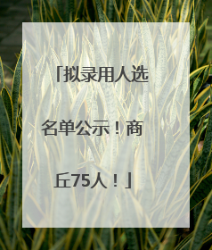 拟录用人选名单公示！商丘75人！