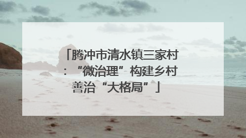 腾冲市清水镇三家村：“微治理”构建乡村善治“大格局”