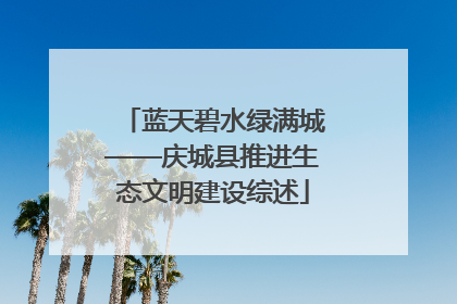 蓝天碧水绿满城——庆城县推进生态文明建设综述