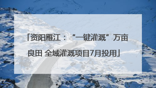 资阳雁江：“一键灌溉”万亩良田 全域灌溉项目7月投用