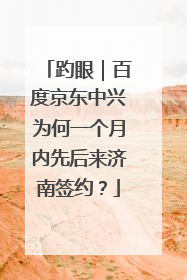 趵眼｜百度京东中兴为何一个月内先后来济南签约？