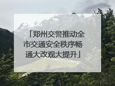 郑州交警推动全市交通安全秩序畅通大改观大提升