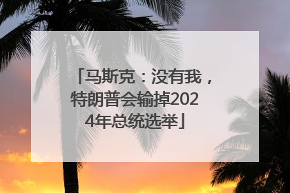 马斯克：没有我，特朗普会输掉2024年总统选举