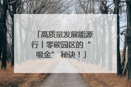 高质量发展能源行丨零碳园区的“吸金” 秘诀！