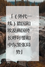 （外代一线）德国和埃及两国外长呼吁缓和中东紧张局势